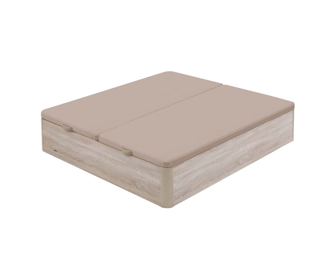 LIT COFFRE BEIGE FERMÉ 160X200 Le lit coffre chêne clair apportera de la modernité à votre chambre.