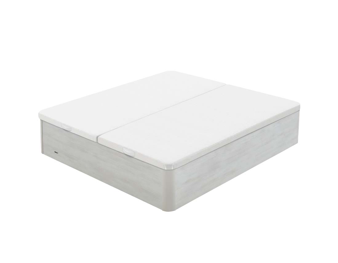 LIT COFFRE BLANC STRIÉ FERMÉ 160X200 Le lit coffre blanc strié apportera de la modernité à votre chambre.