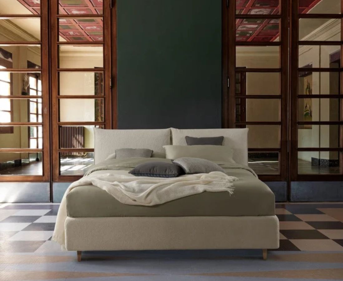 lit coffre JEAN vue de face. lit coffre beige 160